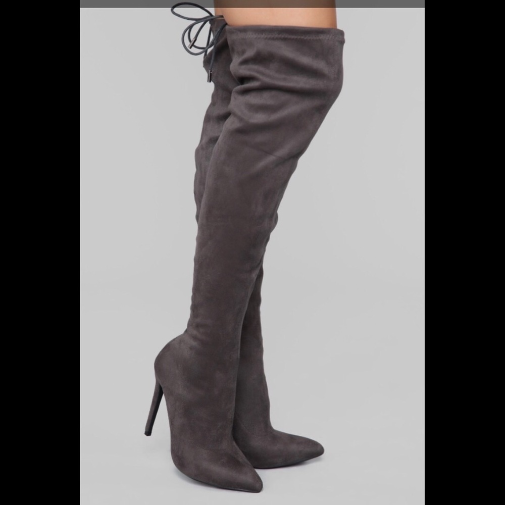Gray Suede over the knee boots-Brand New-Size 6.5